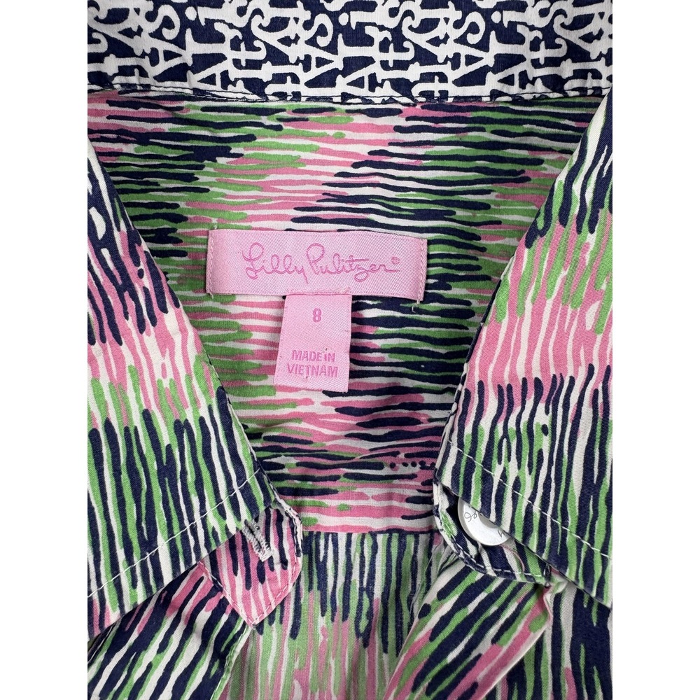 Lilly Pulitzer Shirt Womens 8 Button Down Long Sleeve Patterned Blouse Top - Picture 2 of 6